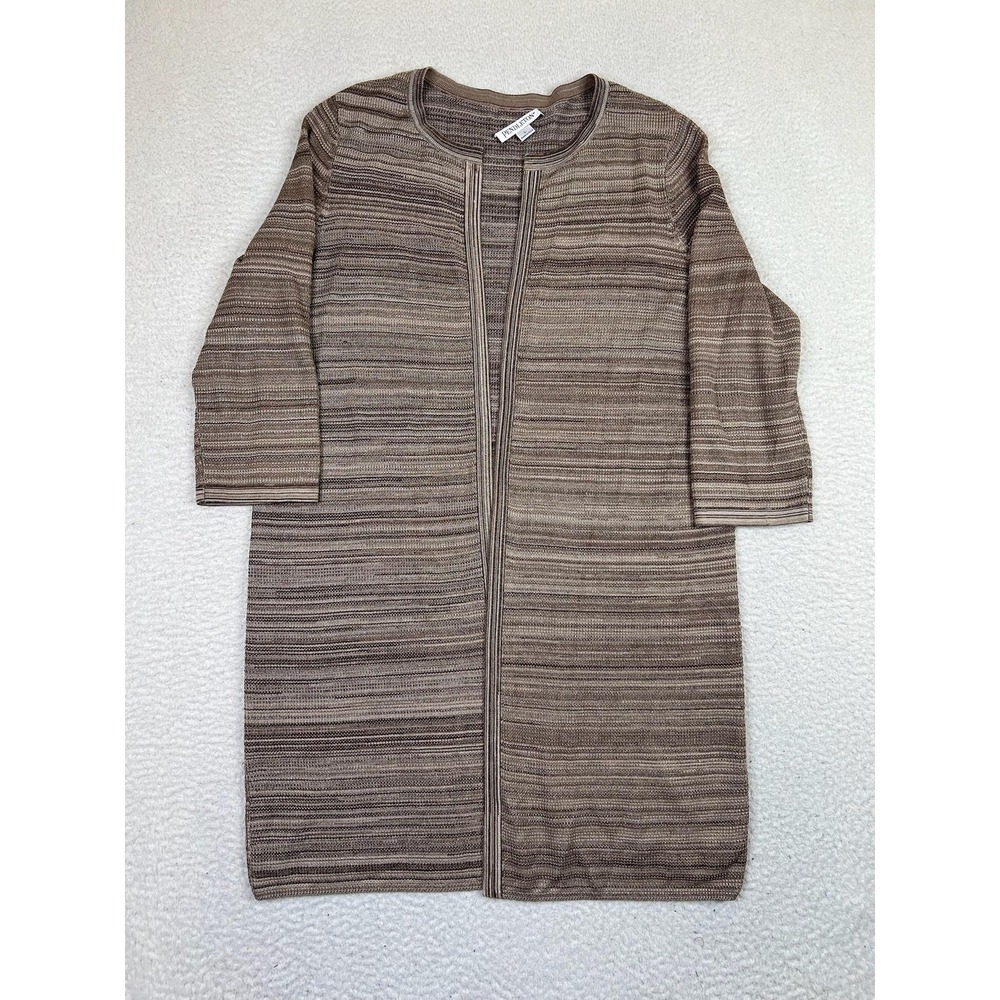 Pendleton Sweater Womens Large Brown Silk Cotton Open Front Lightweight Cardigan